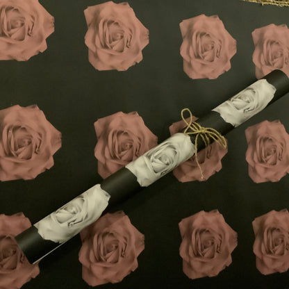 B&W Filmic Rose Noir - Wrapping Paper - Set of 3 Sheets