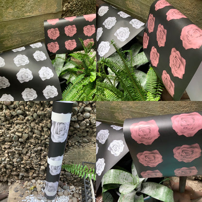 B&W Filmic Rose Noir - Wrapping Paper - Set of 3 Sheets